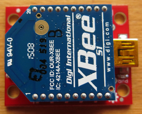 The coordinator node with an XBee on top